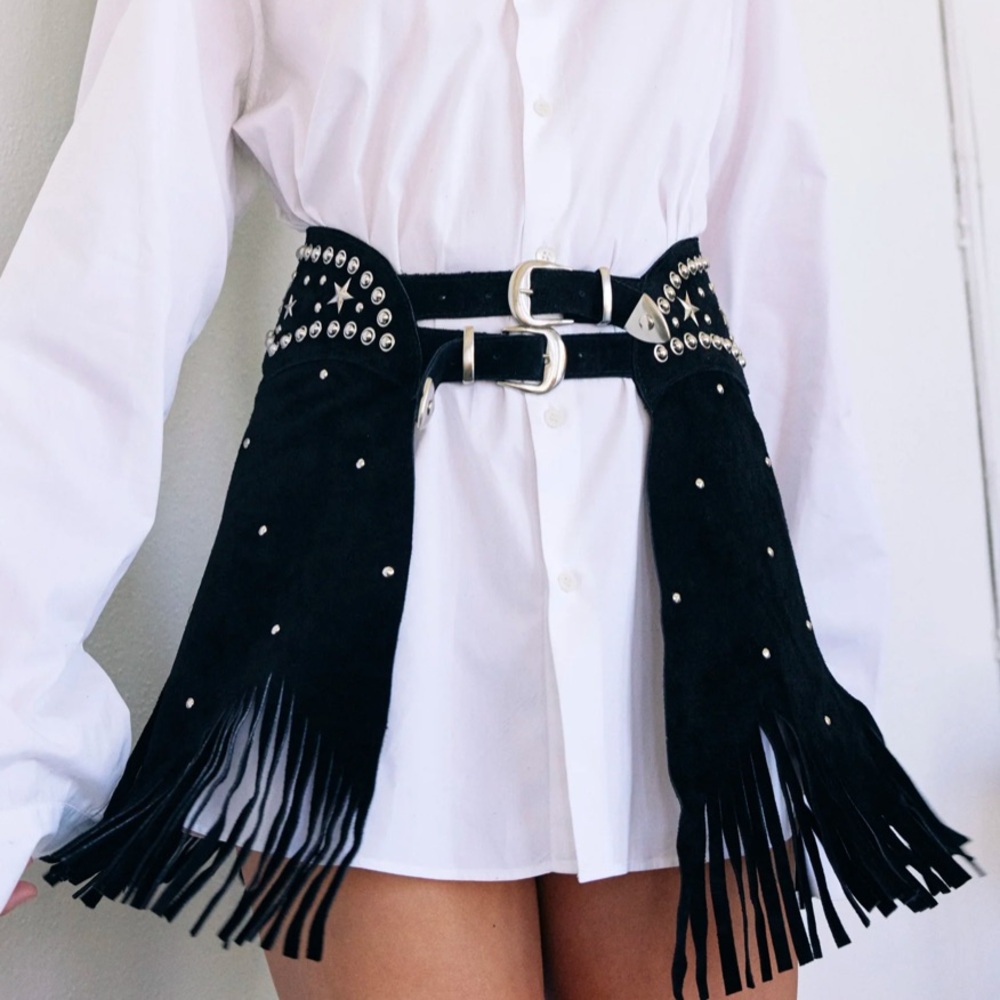SOLD Understated Leather Black Paris Texas Chapskirt